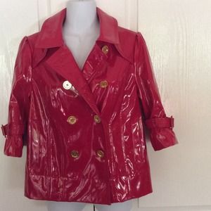 Juicy Couture Red Vinyl Fitted Jacket Size Small