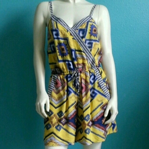 Tribal Print Romper with Pockets