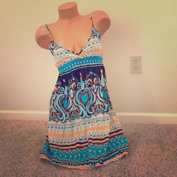H&M TRIBAL PRINT MINI SHORT FLOWY DRESS TUNIC 8
