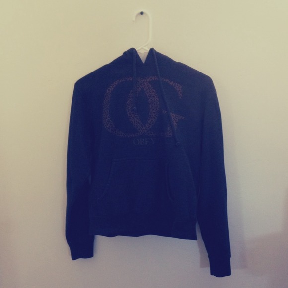 Obey Hoodie with cheetah print decal