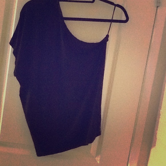 One shoulder black top