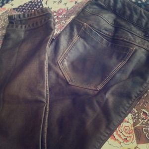 Brown faux leather jeans