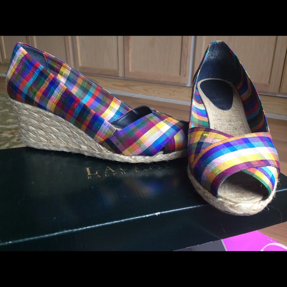 Ralph Lauren Colorful Plaid Espadrilles, size 8