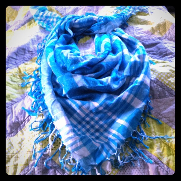 Extra large aqua handkerchief scarf