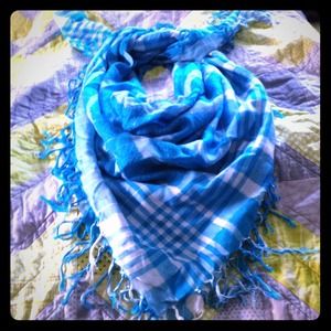 Extra large aqua handkerchief scarf