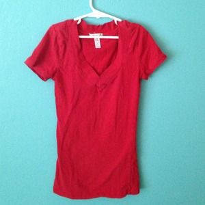 Red v-neck t-shirt