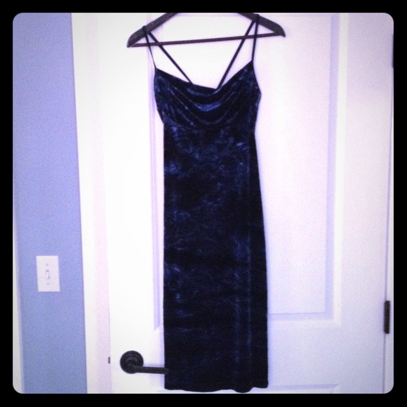 Dark blue velvet dress