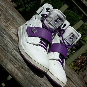 High top white and purple vlado sneakers