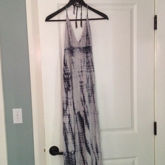 Grey maxi dress with beaded and braided straps