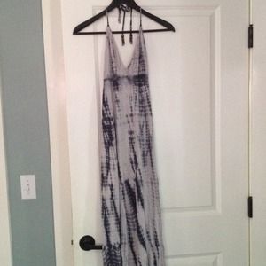 Grey maxi dress with beaded and braided straps
