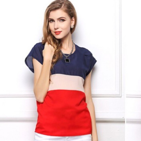 NWT colored block chiffon top. Pretty! - Picture 2 of 2