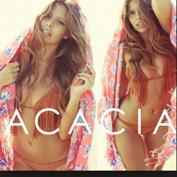 Acacia brown fringe bikini top!!