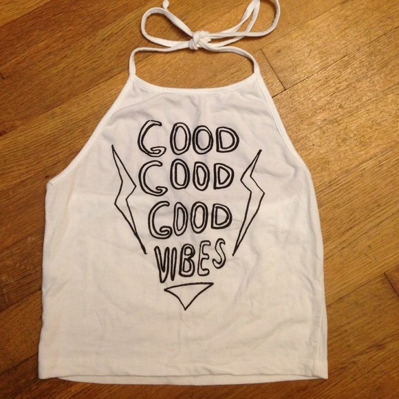 Brandy Melville Tops - White Good Good Vibes Halter
