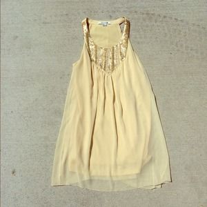 Gold flowy cream dress