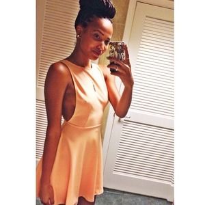 American Apparel Ponte Skater Dress. Color: Peach.