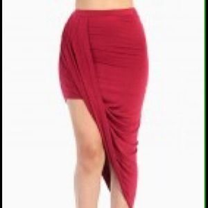 One-side open burgundy skirt💋