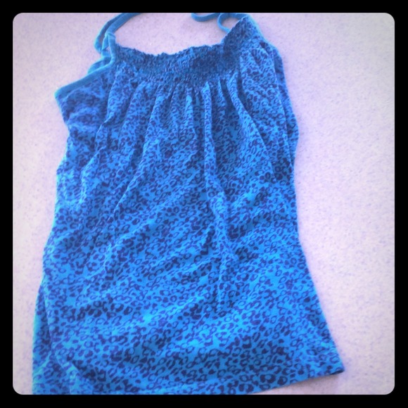 Cheetah blue tank top