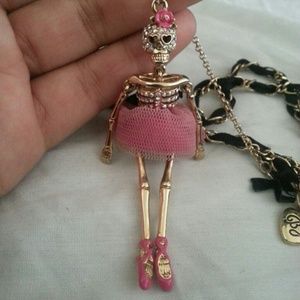 Betsey Johnson Ballerina Skull Girl Necklace