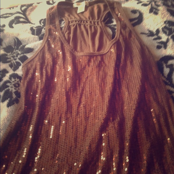 Sparkly brown long tank top