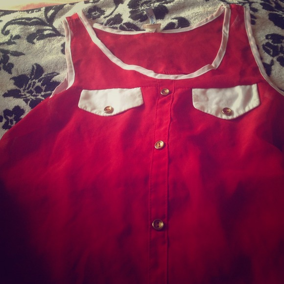 Red/white see through Blouse