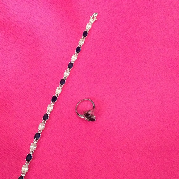 Sterling and sapphire ring & matching bracelet