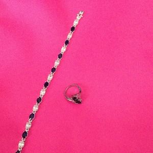 Sterling and sapphire ring & matching bracelet