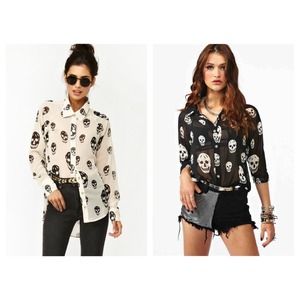 Nastygal skull chiffon blouse
