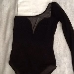 Black cotton and mesh bodysuit size S