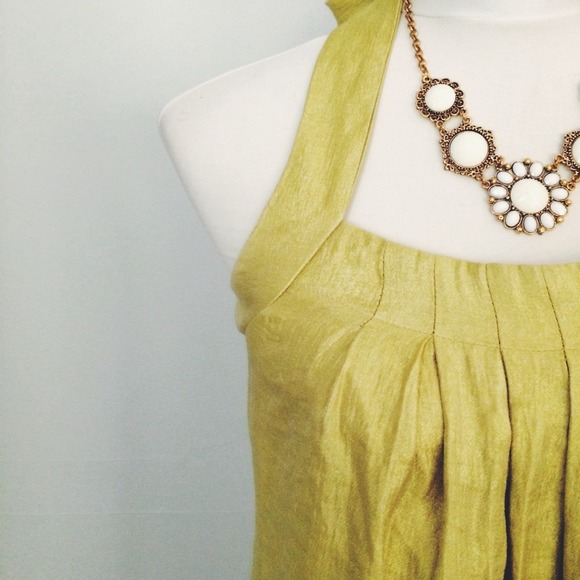 Beautiful Chartreuse Halter Dress - Picture 2 of 3