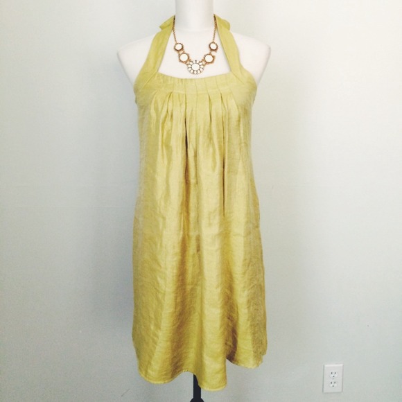 Beautiful Chartreuse Halter Dress - Picture 3 of 3