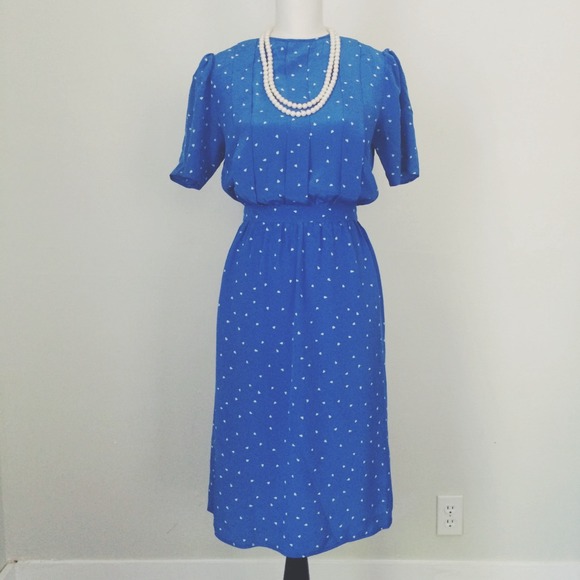 πHOST PICK!π Vintage Royal Blue Heart Midi Dress - Picture 4 of 4