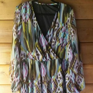 Long Sleeved Tribal Maxi Dress