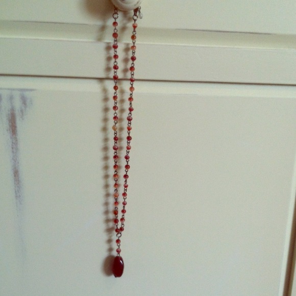 Red stone beaded necklace