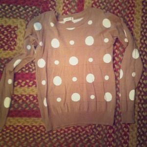 Tan and white polka dot sweater