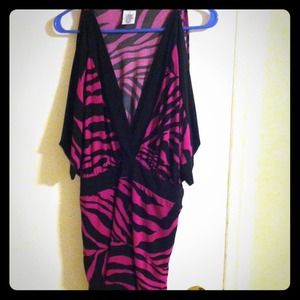 Hot Pink & Black Zebra print Torrid Dress Shirt
