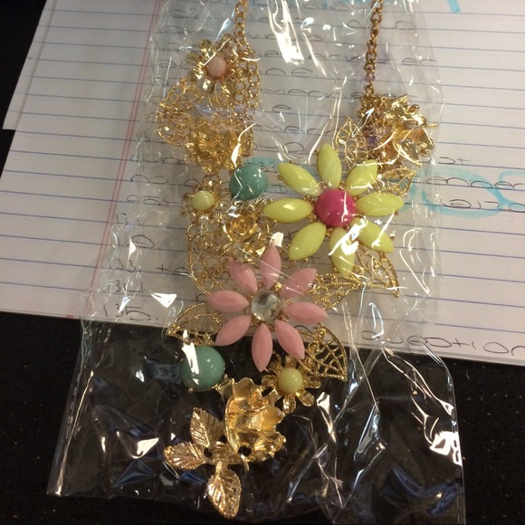 Gold flower statement necklace