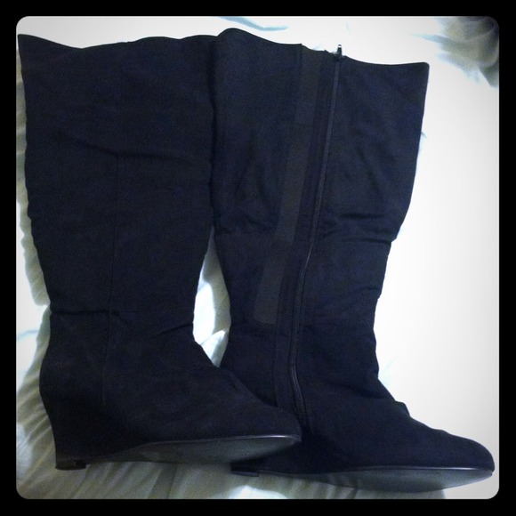 Sexy Thigh high black suede boots