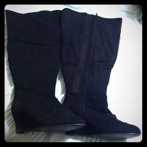 Sexy Thigh high black suede boots