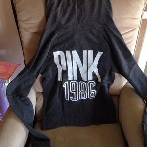VS PINK gray zip up hoodie