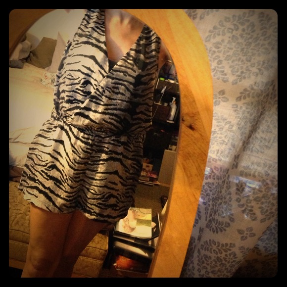 Animal print cream/black jumpsuit