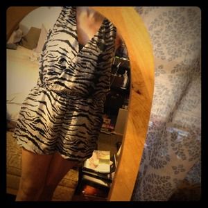 Animal print cream/black jumpsuit