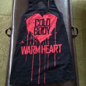 Sold!! Cold body warm heart razorback tank top