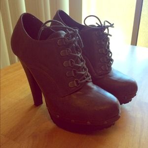 Brown lace up booties