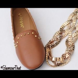 Camel colored flat loafers