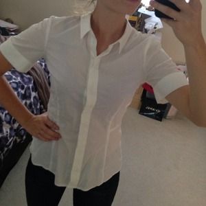 H&M button down white blouse size 4