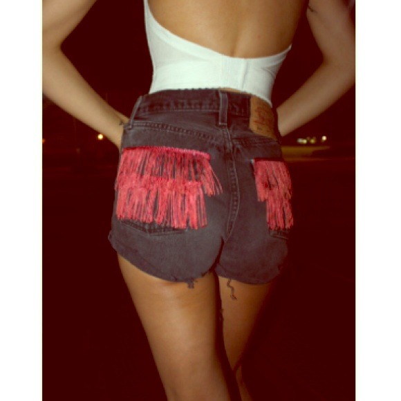 Fringe vintage high waist denim Levi's shorts