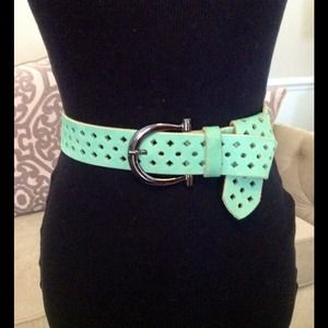 Sisley sea foam green suede belt