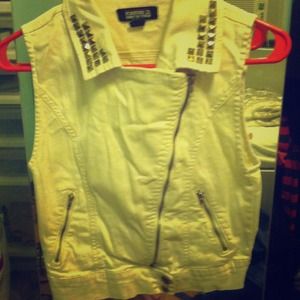 Studded Cream Cropped Vest