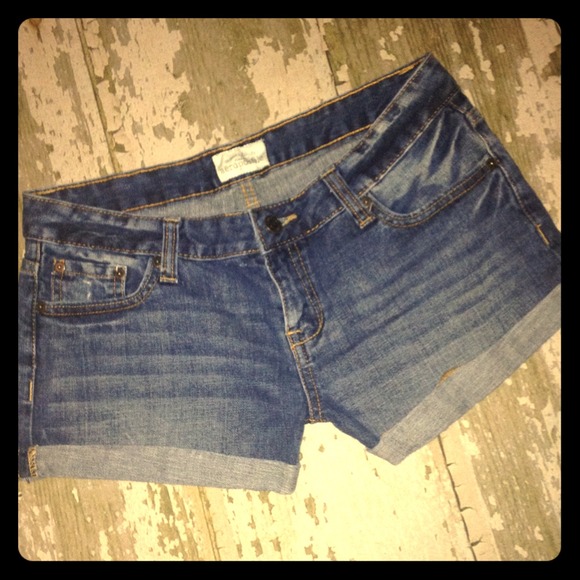 AEROPOSTALE DENIM LOGO SHORTS BOTTOMS CUTE 7/8