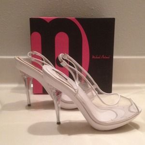 White Lucite Michael Antonio heels
